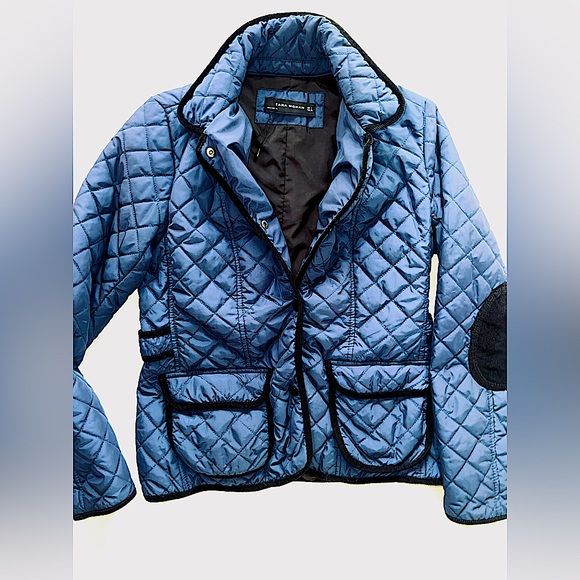 ⭐️ZARA⭐️NAVY W/ BLACK TRIM VINTAGE COAT/JACKET SIZE L BUT FITS MORE LIKE A SMALL - Picture 8 of 16